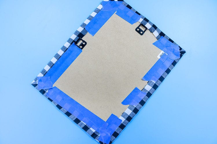 Adding buffalo plaid fabric to frame backing