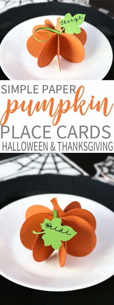 Simple Paper Pumpkins perfect for place cards! Use them Halloween through Thanksgiving!