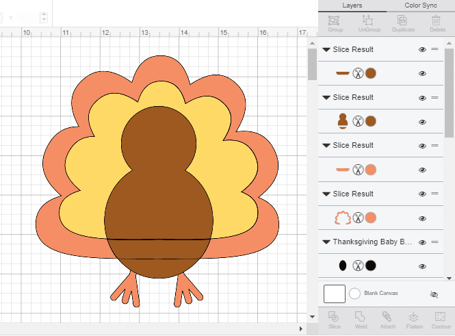 Screenshot of Cricut Design Space where the slice creates an area we have to weld back together.