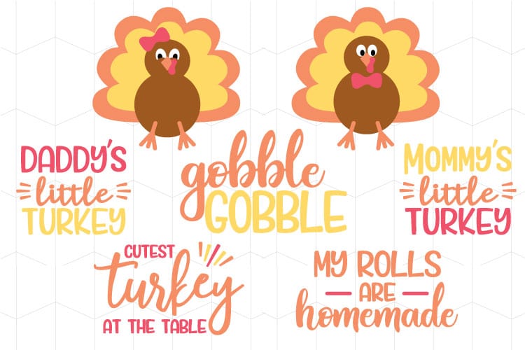 Fall Turkey and Baby Bodysuit SVG Collection