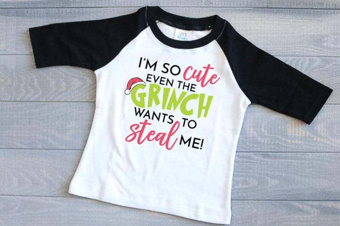 Children's raglan t-shirt with Grinch Saying pressed in Iron on