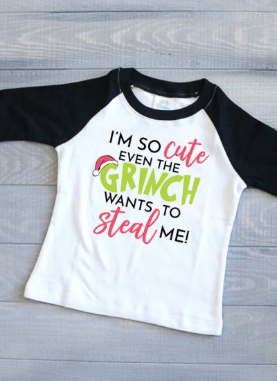 Children's Raglan T made into a Grinch Shirt