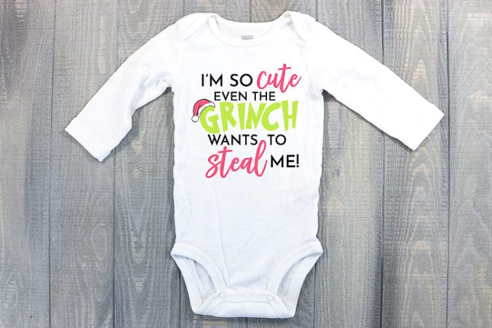 Baby bodysuit made into a Grinch outfit
