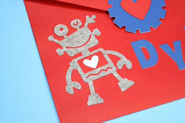 Robot Character on a DIY Valentine Envelope