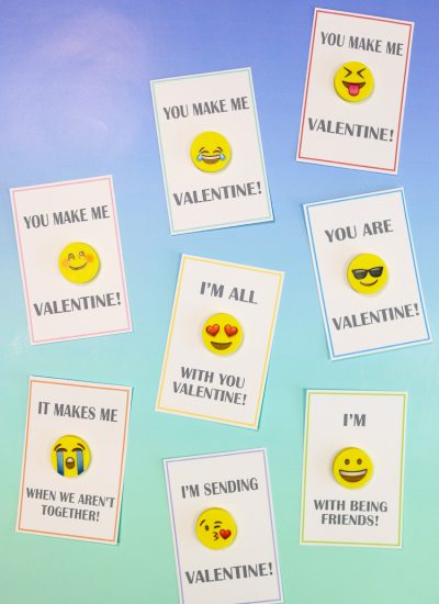 Cardstock Printable Valentines with Emoji Erasers