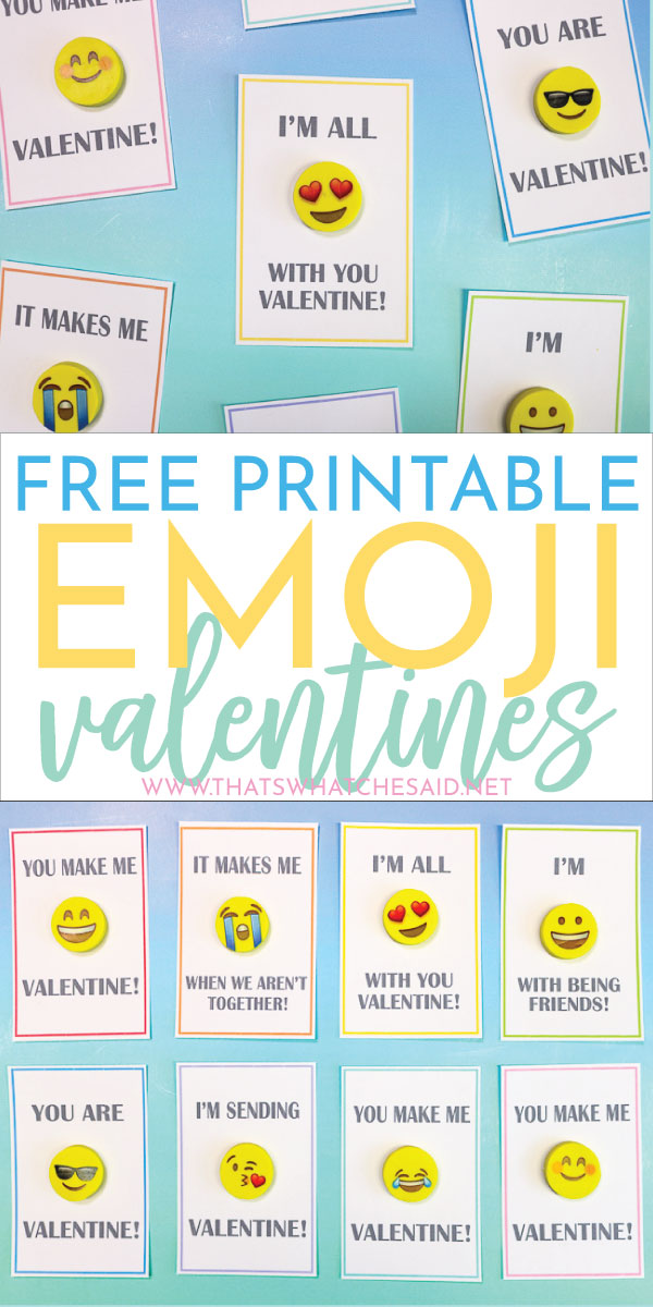 A great non candy valentine idea! Print off these free Emoji Valentines and add in some fun Emoji Erasers for a fun Valentine's Day Cards to pass out to classmates!