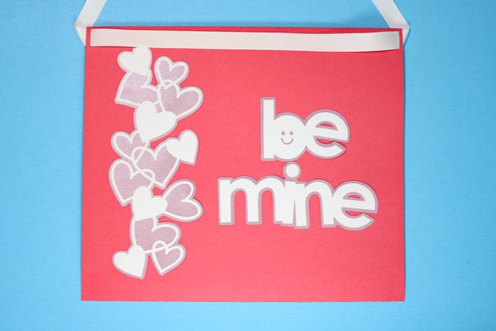 Back of Pink Koala Valentine Box that Says Be Mine with layered hearts