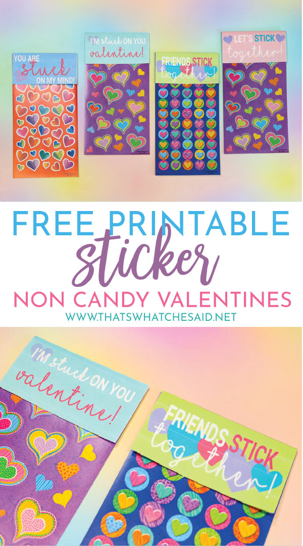 Free Printable Valentine Toppers to transform sticker sheets into Non-Candy Valentine's Day Cards