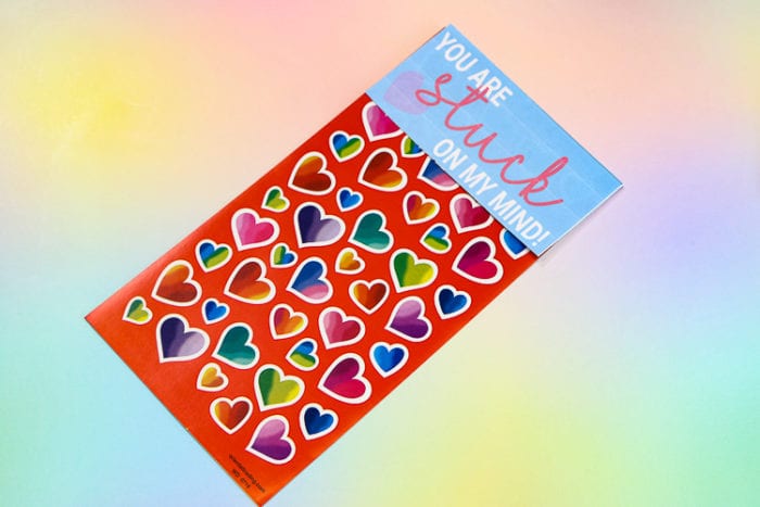 STicker Sheet with printable topper to make it a non-candy Valentine
