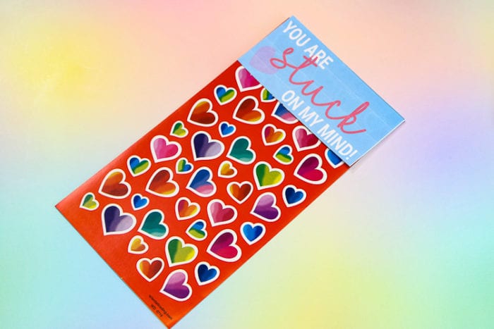 Non-Candy Valentine Card STicker Sheet with printable topper to make it a non-candy Valentine