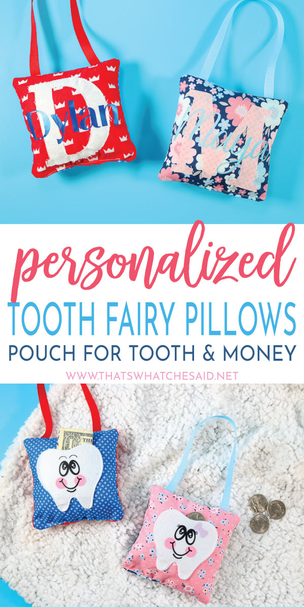 Personalized Tooth Fairy Pillows made with the Cricut Maker! Easily cut fabric and felt and iron on and whip these up in less than an hour!