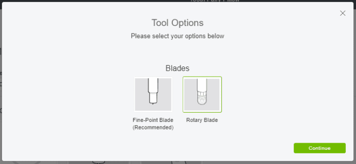 Screenshot of Tool Selections in Cricut Design Space