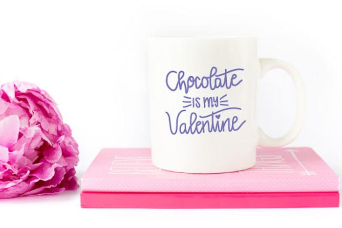 White Coffee Mug with Purple Valentine Hand Lettered SVG Design