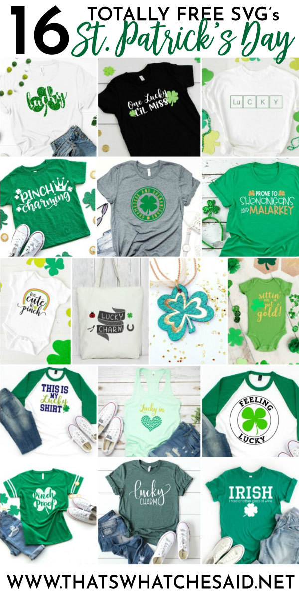 Collage of 16 free St. Patrick's day SVG files