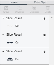 Slice Results in Cricut Design Space Screenhot of the Slice Results layers