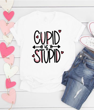 White T-Shirt with Converse and Jeans and Hand Lettered Valentine SVG pressed on shirt