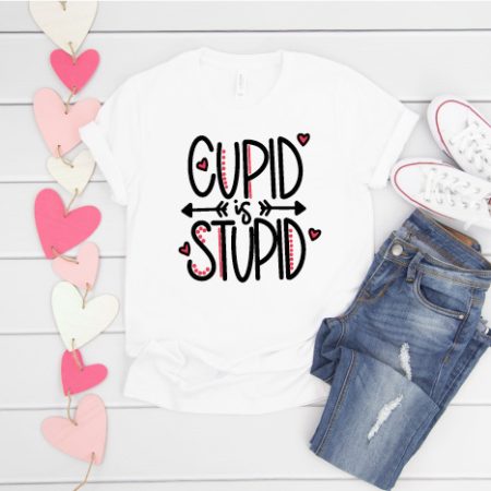 White T-Shirt with Converse and Jeans and Hand Lettered Valentine SVG pressed on shirt