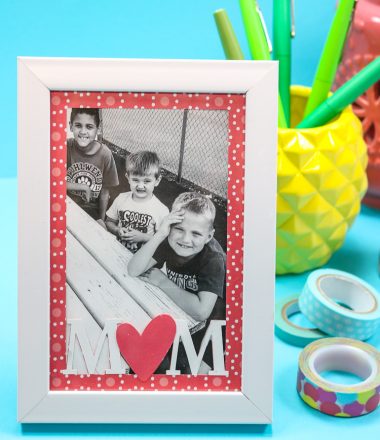 Mother's Day Frame staged on desk with pineapple pencil holder and washi tape