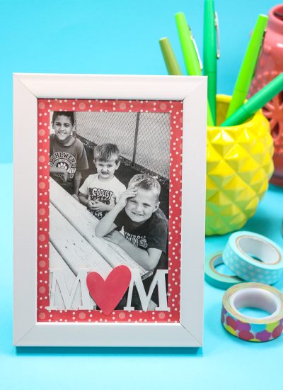 Mother's Day Frame staged on desk with pineapple pencil holder and washi tape