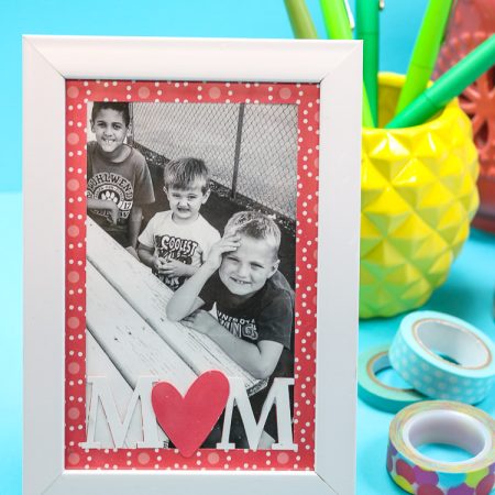 Mother's Day Frame staged on desk with pineapple pencil holder and washi tape