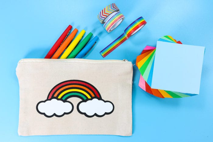 Pencil Pouch with Layered Rainbow Design