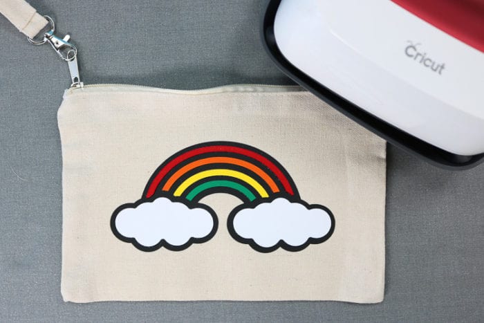 You know you got a good press when you can see the design of the fabric in your iron on. Pencil Pouch with Rainbow Design made from Layered Everyday Iron on