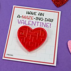 Printable Valentine's day Card with Maze toy attached