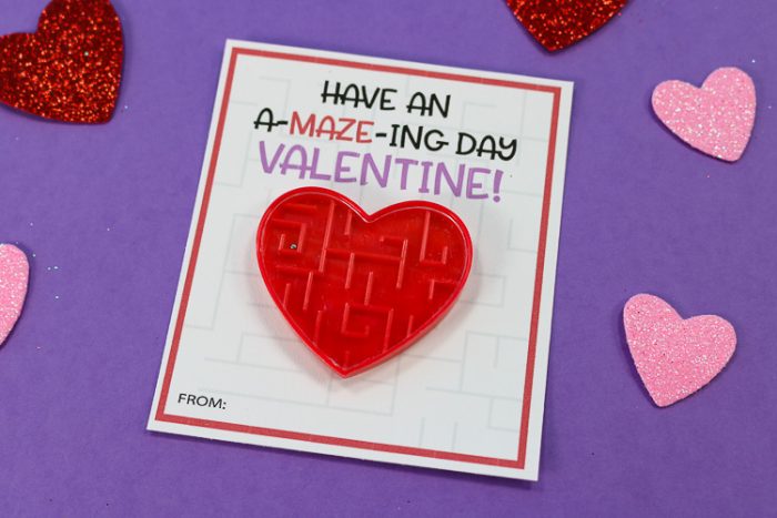 Printable Valentine's day Card with Maze toy attached