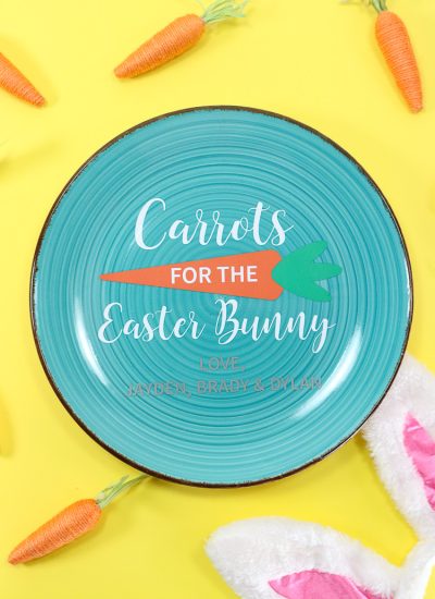 Aqua Plate with Vinyl Easter Design