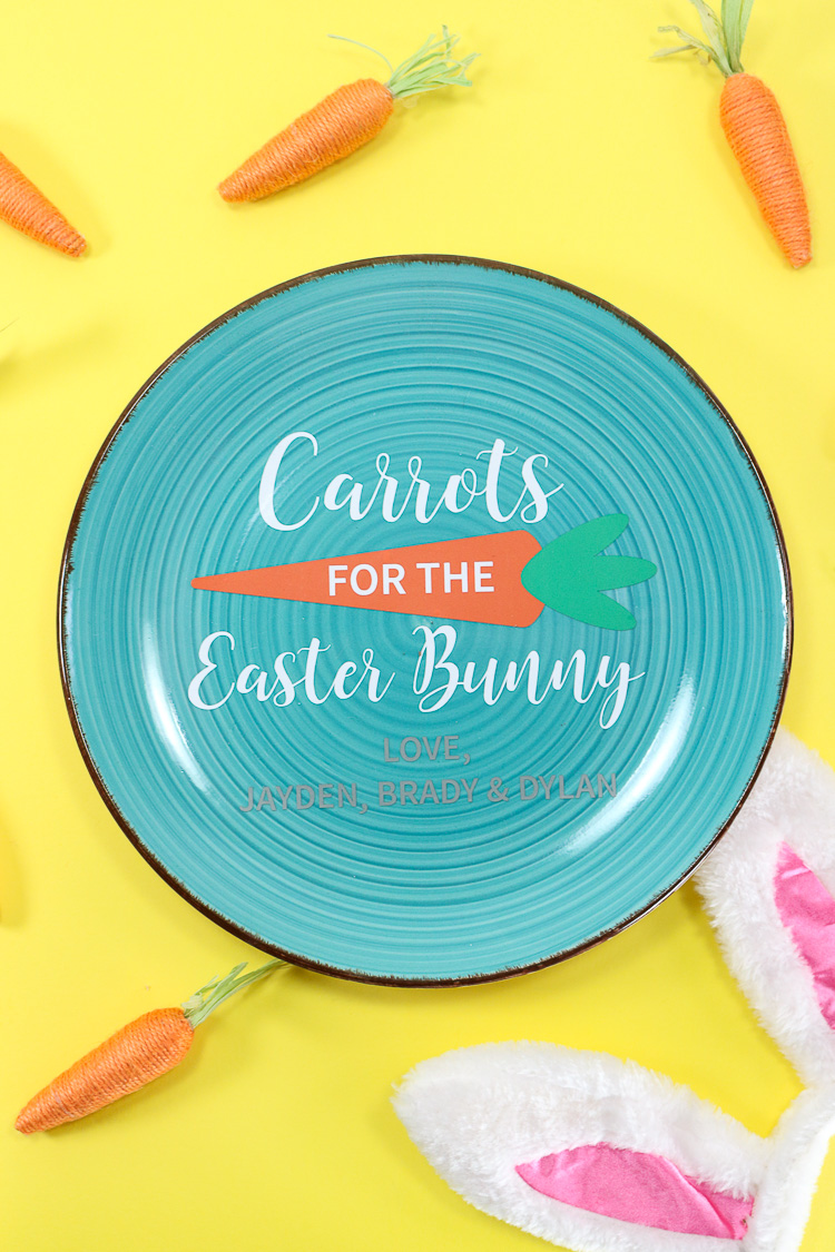 Aqua Plate with Vinyl Easter Design