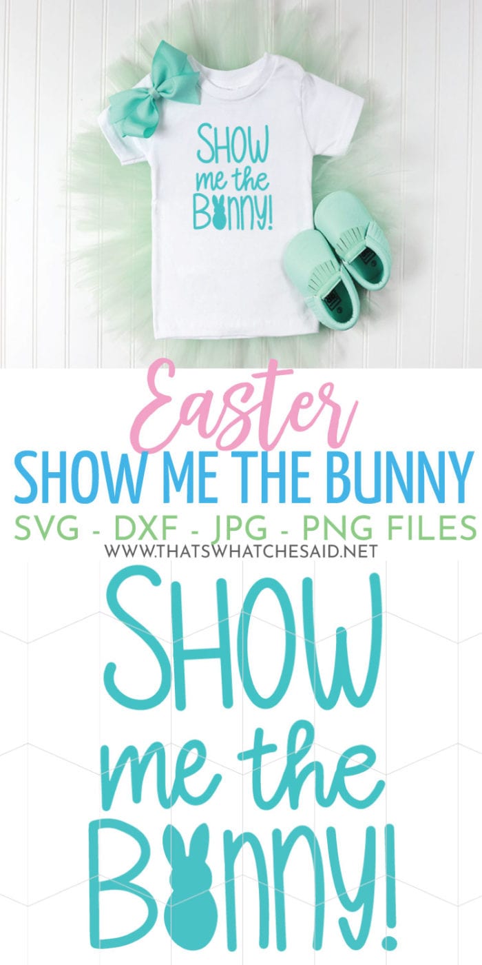 Show me the Bunny!  A fun Easter play on a famous movie quote makes a great Easter shirt or tote!  Put it on a fabric basket for your little egg hunter!  