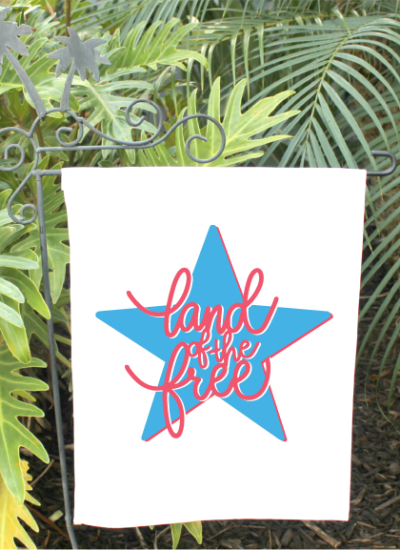 Garden Flag with Free Land of the Free SVG ironed on
