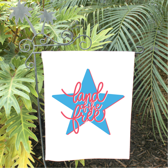 Garden Flag with Free Land of the Free SVG ironed on