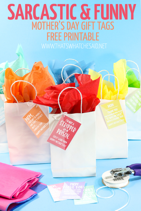 Sarcastic & Funny Mother's Day Gift Tags perfect for the Mom who has the sense of humor! Download yours for free and get to laughing! #freeprintable #printable #mothersday
