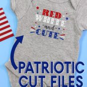 Red White and Cute baby bodysuit with graphic description overlay for pinterest