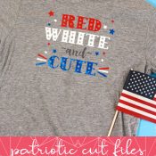 Red White and Cute Child T-shirt image on top and graphic description below for Pinterest Pin