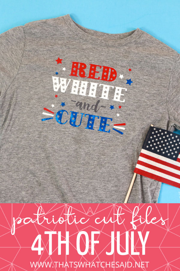 Red White and Cute Child T-shirt image on top and graphic description below for Pinterest Pin