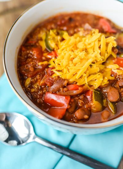 Vegetarian Chili made in the Instant Pot covered in Cheese