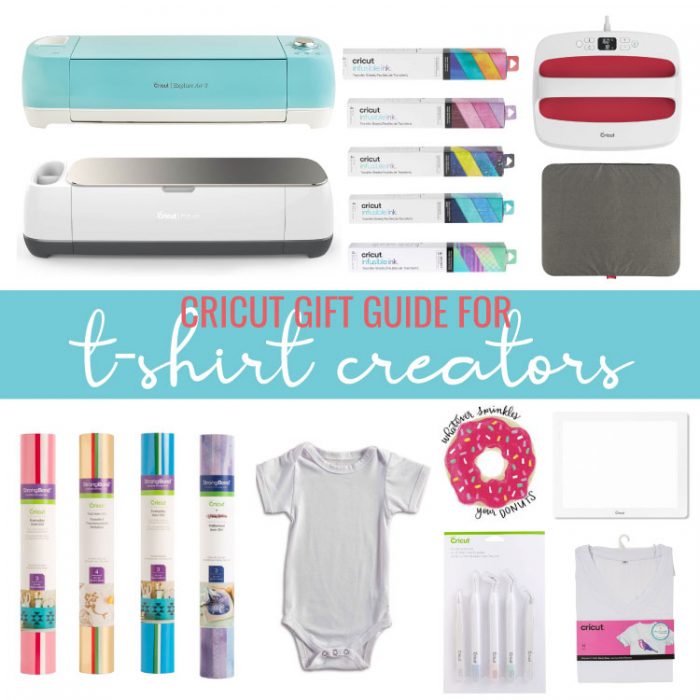 Collage of items included in the Cricut Gift Guide for T-Shirt Creators