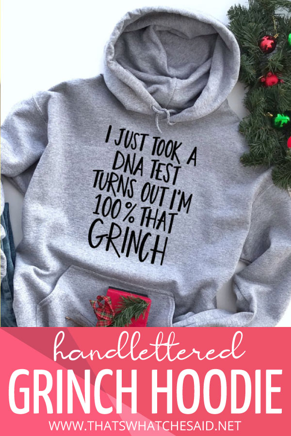 Grey Hoodie with Song Lyrics tuned to the grinch