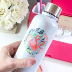 Water Bottle with layered vinyl in a 3 letter monogram