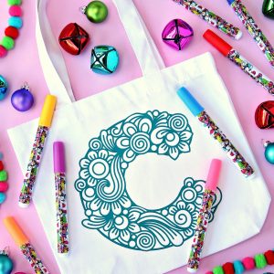 Tote Bag with Iron on Design that you can use fabric pens to color