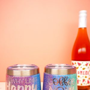 Rainbow Glittered Wine and Coffee Tumblers