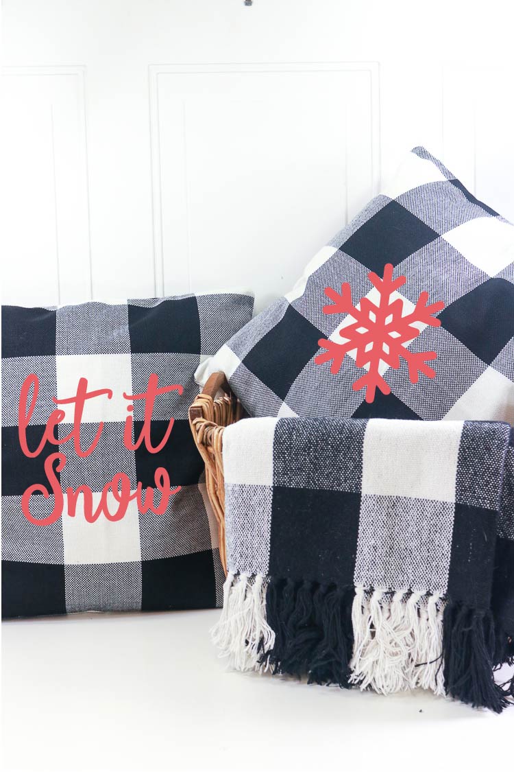 Let It Snow and Snowflake Custom Holiday Pillows