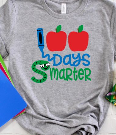 Grey shirt with colorful 100 Days Smarter Design