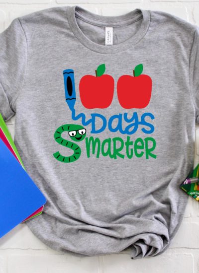 Grey shirt with colorful 100 Days Smarter Design