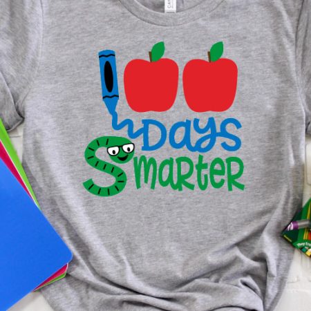 Grey shirt with colorful 100 Days Smarter Design