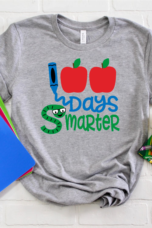 Grey shirt with colorful 100 Days Smarter Design