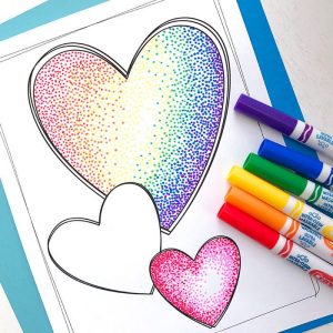 heart coloring page with markers