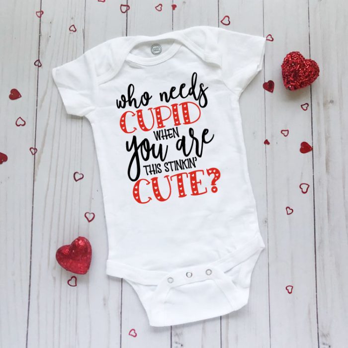 White Valentine Baby Bodysuit